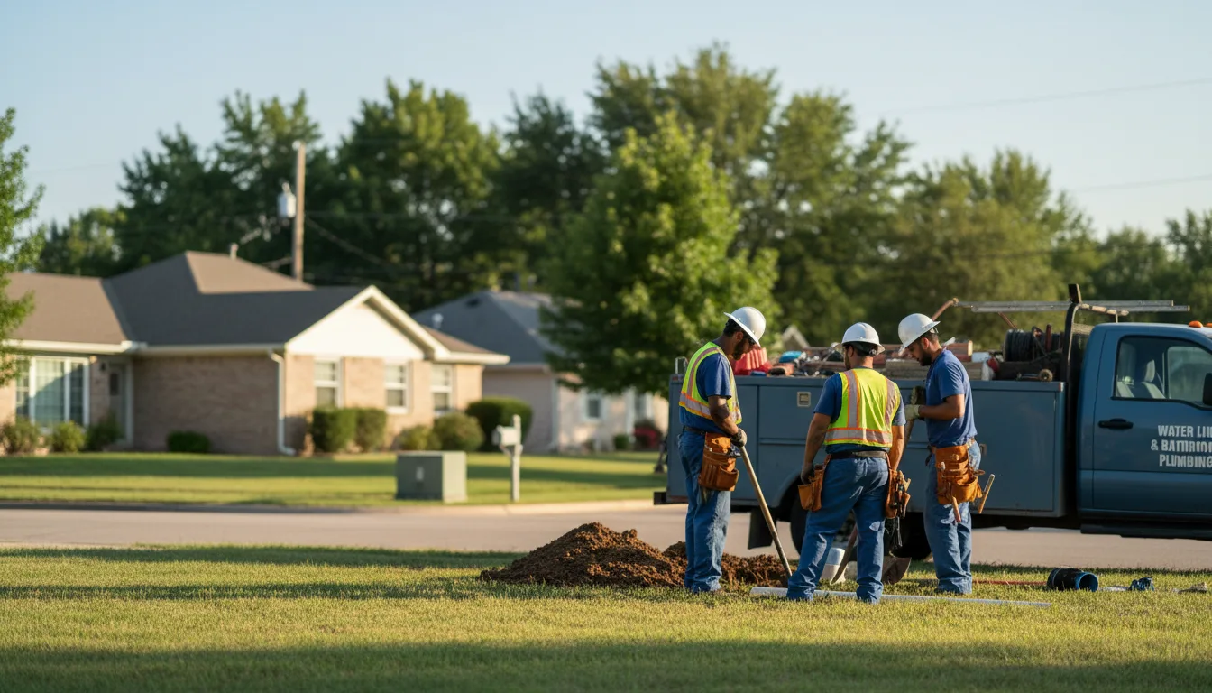 Residential water line and bathroom plumbing service in Dustin, OK